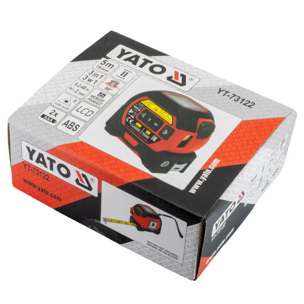 Yato Rullamitta 5 m 19 mm 3-in-1 lasermitta + ristilaser 40 m 3