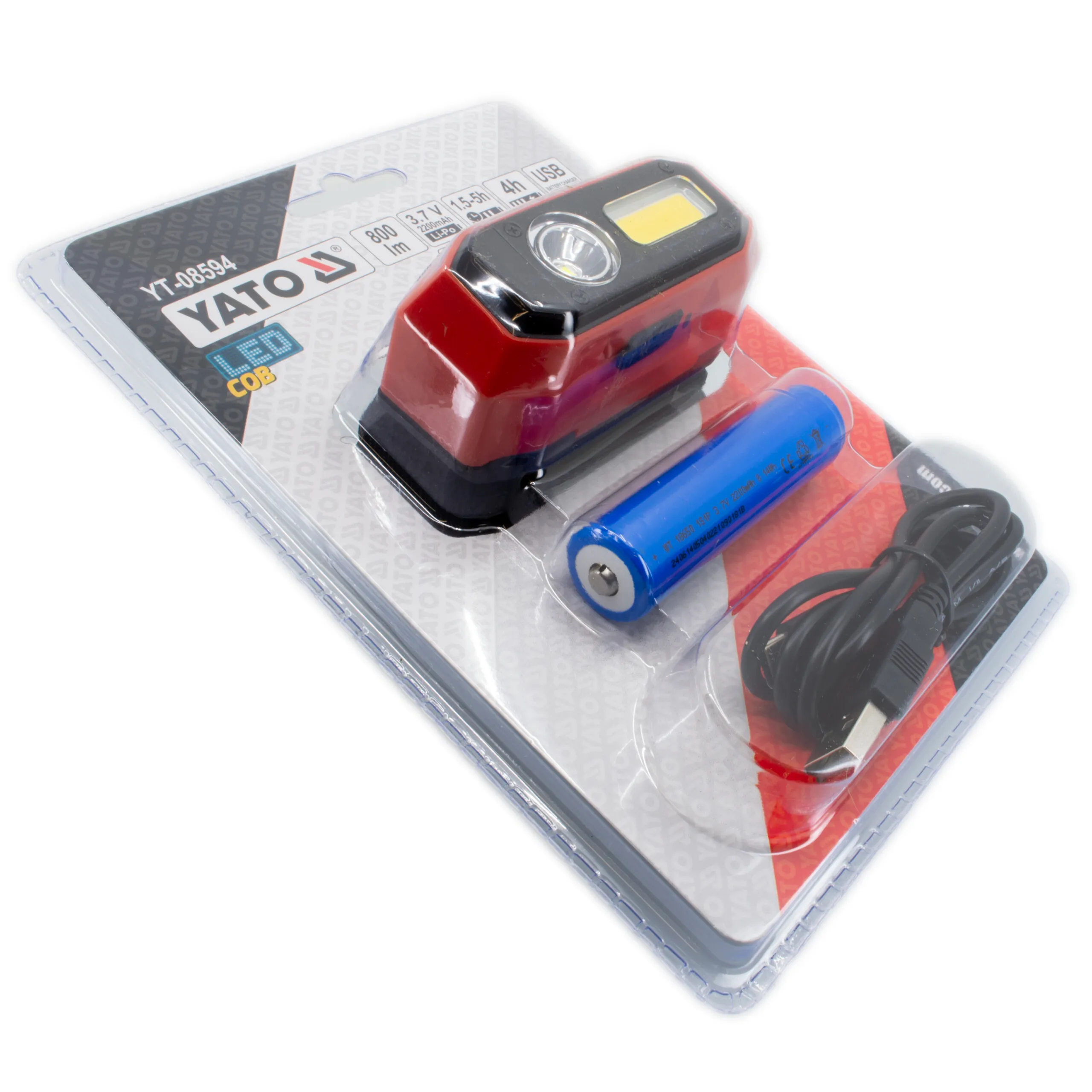 Yato Otsalamppu 800 LM, ladattava 2200 mAh IP54 2