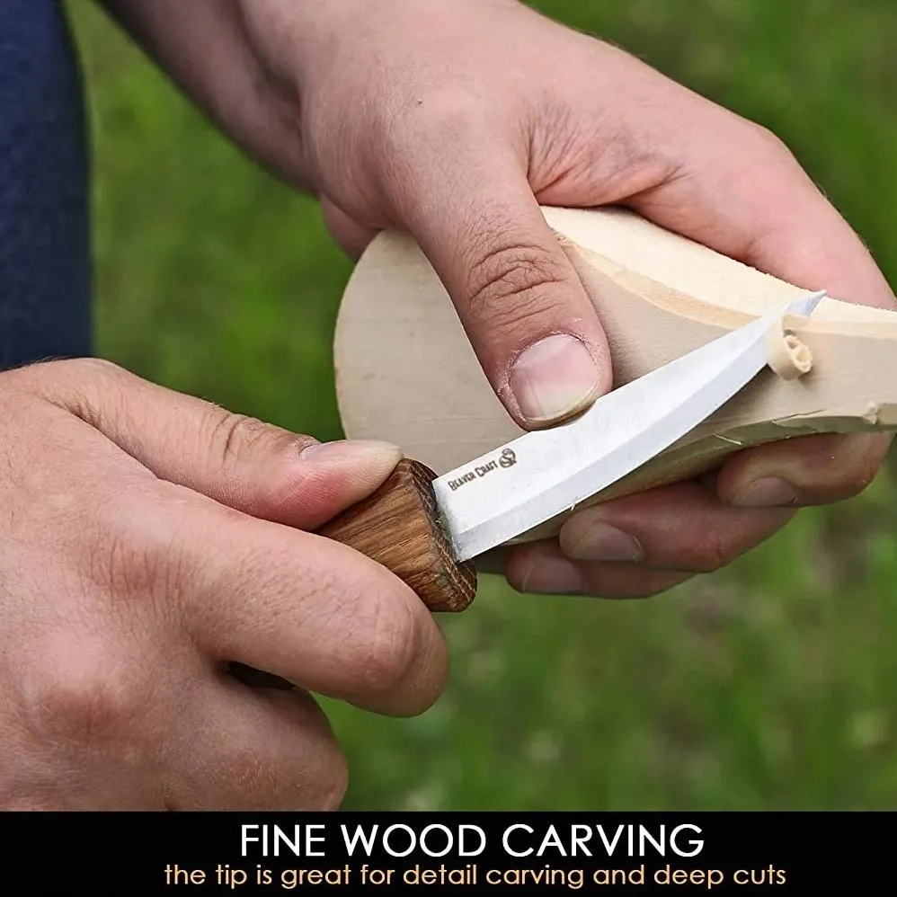 BeaverCraft Vuolupuukko 80 mm, tamminen muotoiltu kahva 4