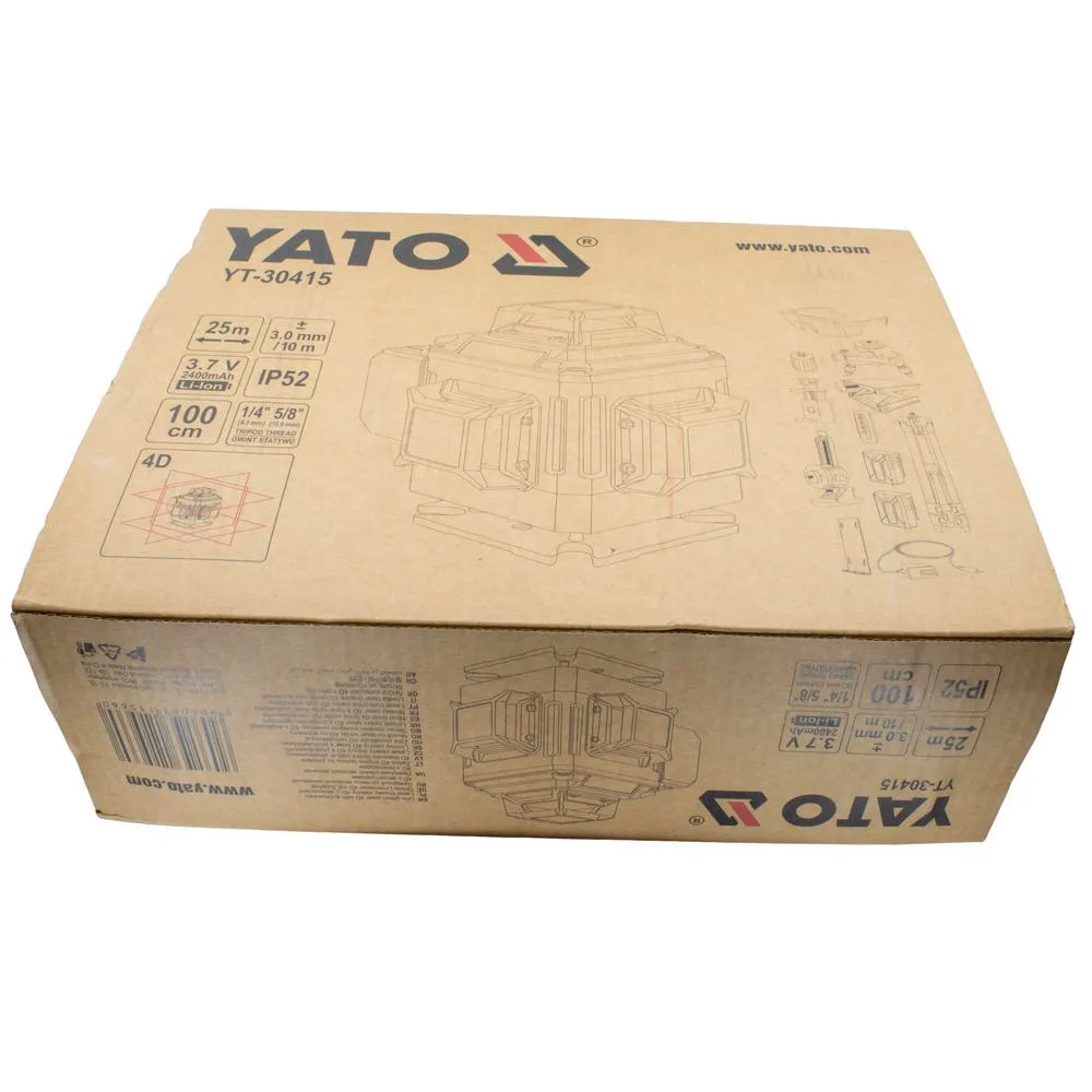 Yato Ristilasersarja 4D vihreä kolmijalka ja tarvikkeet