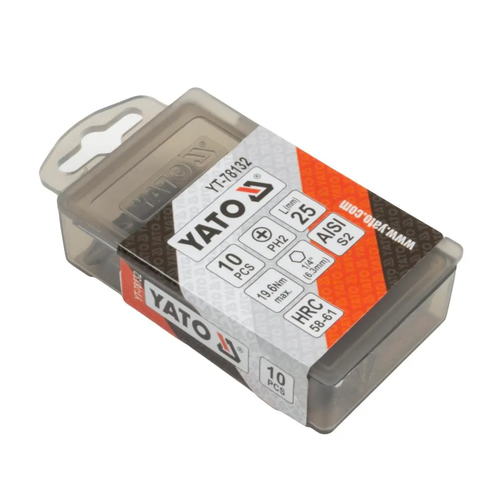 Yato Ruuvauskärki 1/4" 25 mm PZ2 S2 teräs 10 kpl 2