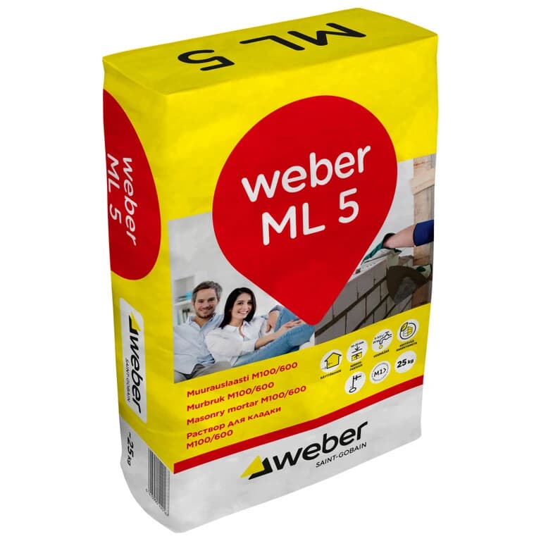 MUURAUSLAASTI WEBER ML 5 M100/600 25KG 1