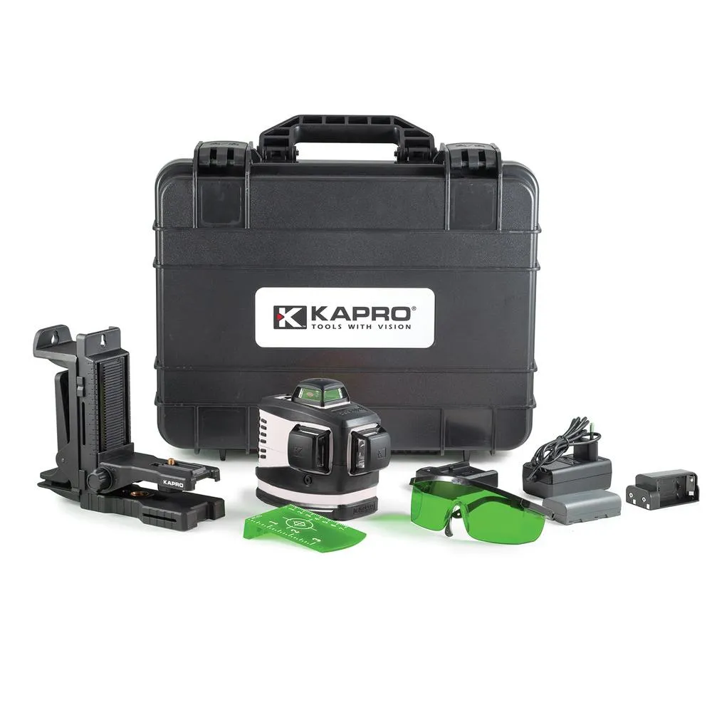 Linjalaser Kapro 883G vihreä 3D, 2P+1V 360 ast. kova kotelo IP65