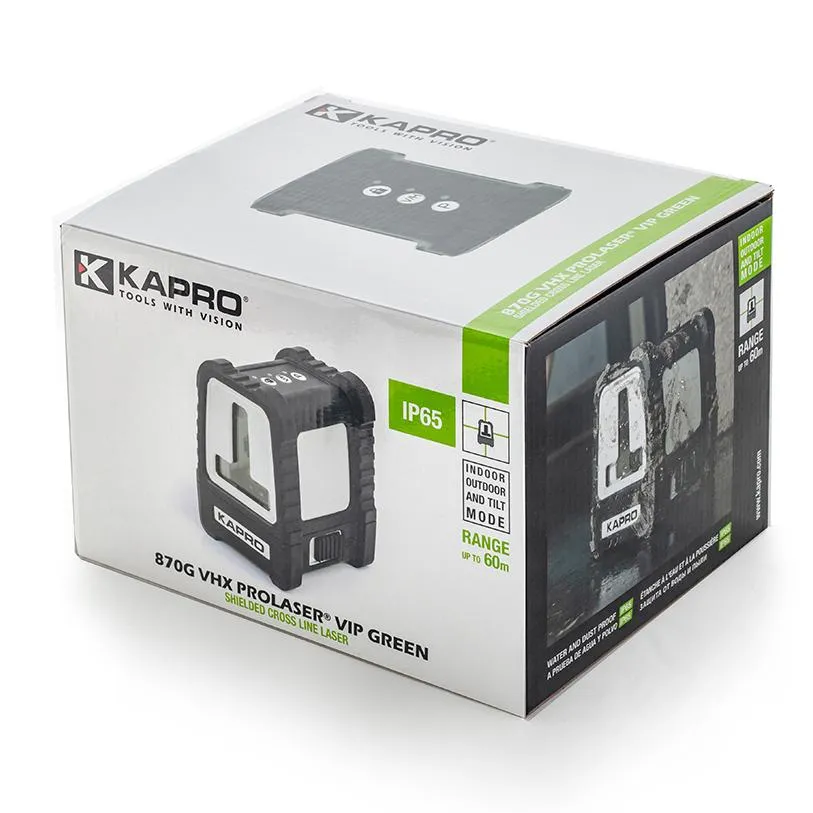 Ristilaser Kapro 870G vihreä, 1P + 1 V, IP65 suojattu runko 4