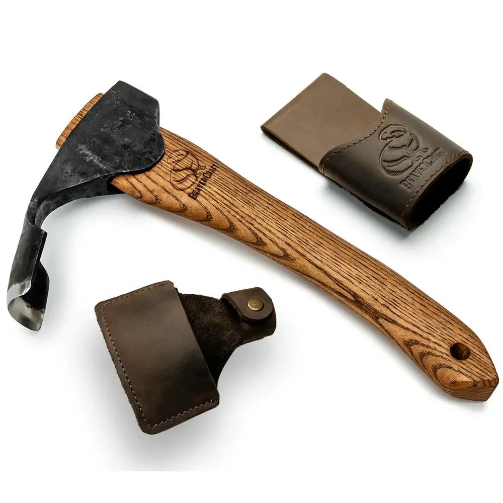 BeaverCraft Kourukirves 395 mm, nahkatuppi + vyökotelo 1