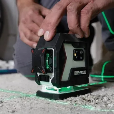 Kapro Ristilaser Nucleo 360 ast. vihreä 3 linjaa + seinäteline 3