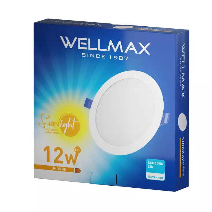 LED-alasvalo Wellmax 12 W, 1080 lm, 3000 K, Samsung LED, 140 - 160 mm 3