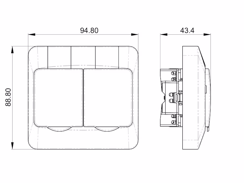 PISTORASIA UPPO OPAL 2S/16A/IP44 UPR MUSTA
