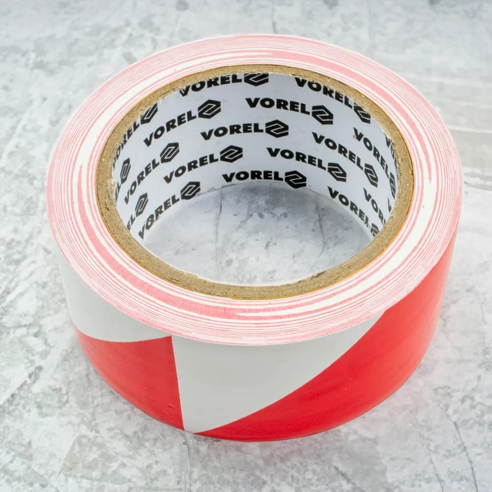 Vorel Varoitusteippi 48mm x 33m punainen/valkoinen 4