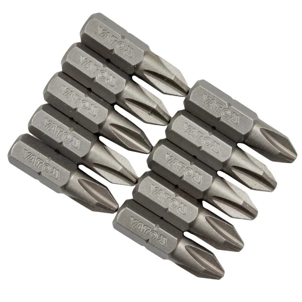 Yato Ruuvauskärki 1/4" 25 mm PZ2 S2 teräs 10 kpl 1