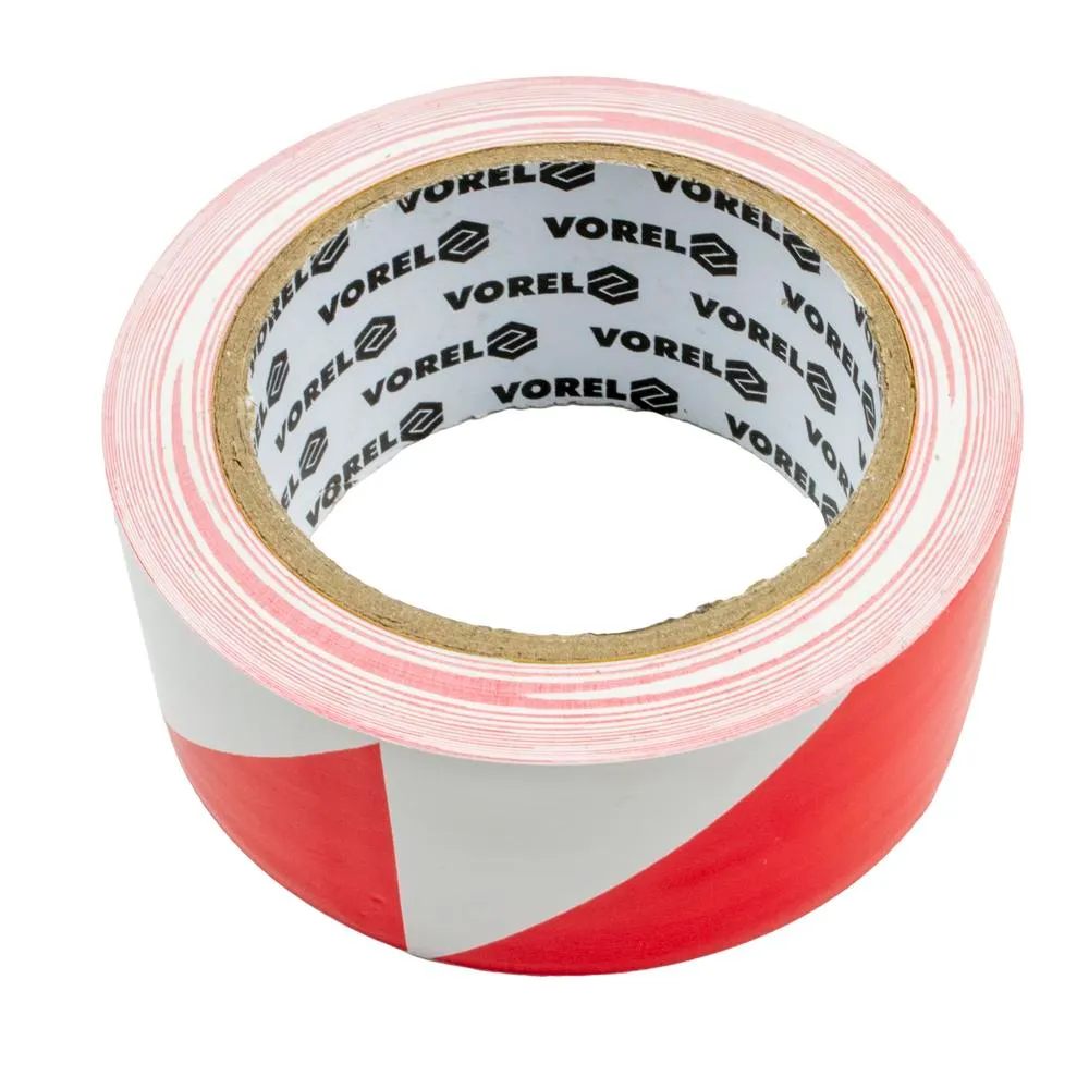 Vorel Varoitusteippi 48mm x 33m punainen/valkoinen 1