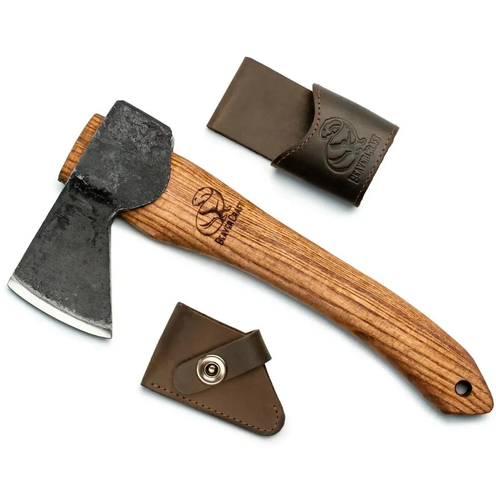 BeaverCraft Veistokirves 300 mm, nahkatuppi + vyökotelo 1