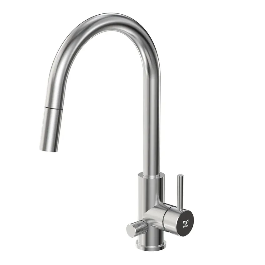 INOX by Tammiholma Q1 keittiöhana C-putkella, APK-liitännällä ja ulosvedettävällä suihkulla 3