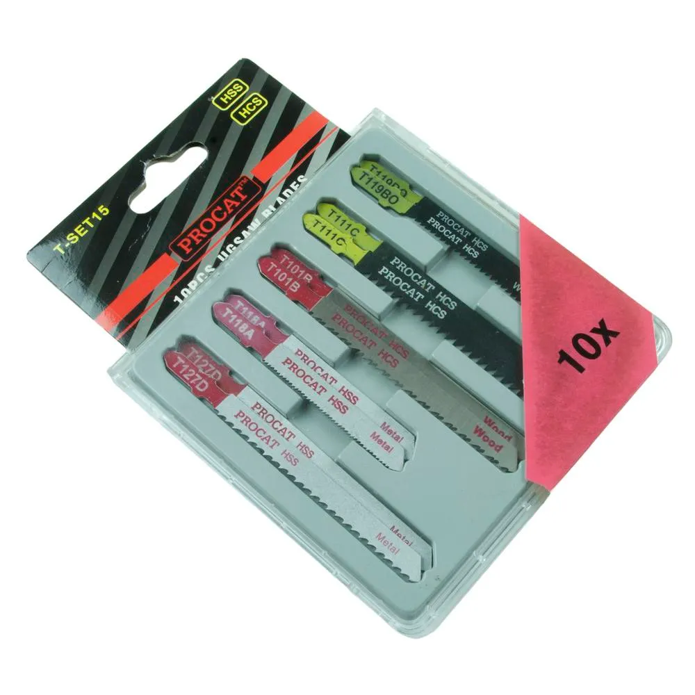 Pistosahanteräsarja Procat T-kiinnitys, 10-osaa