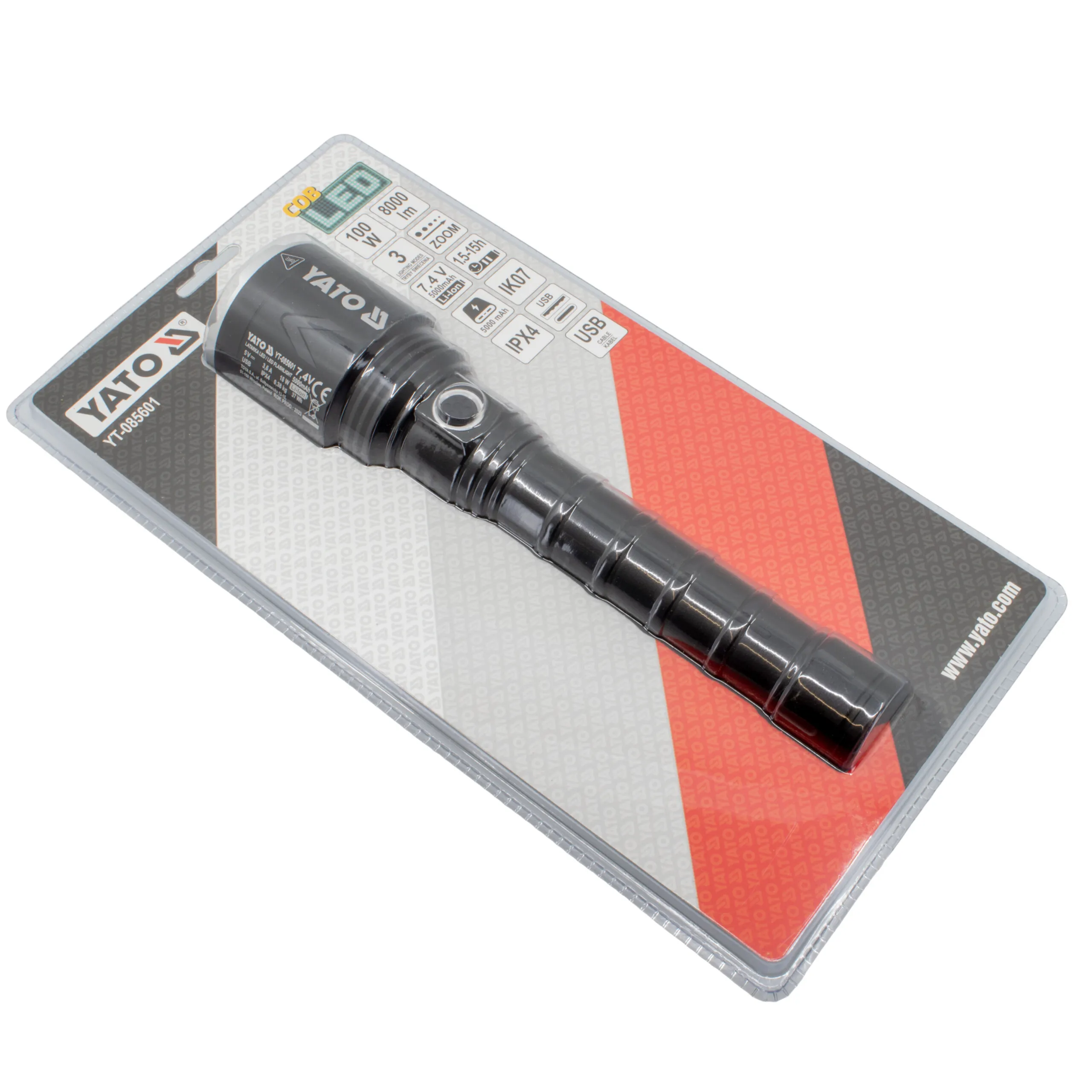 Yato Taskulamppu 100W 8000LM IPX4 alumiinirunko ladattava