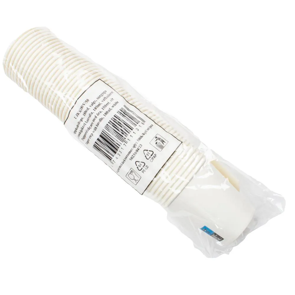 Kertakäyttö kahvikuppi sangalla 180ml 50 kpl / pkt 3