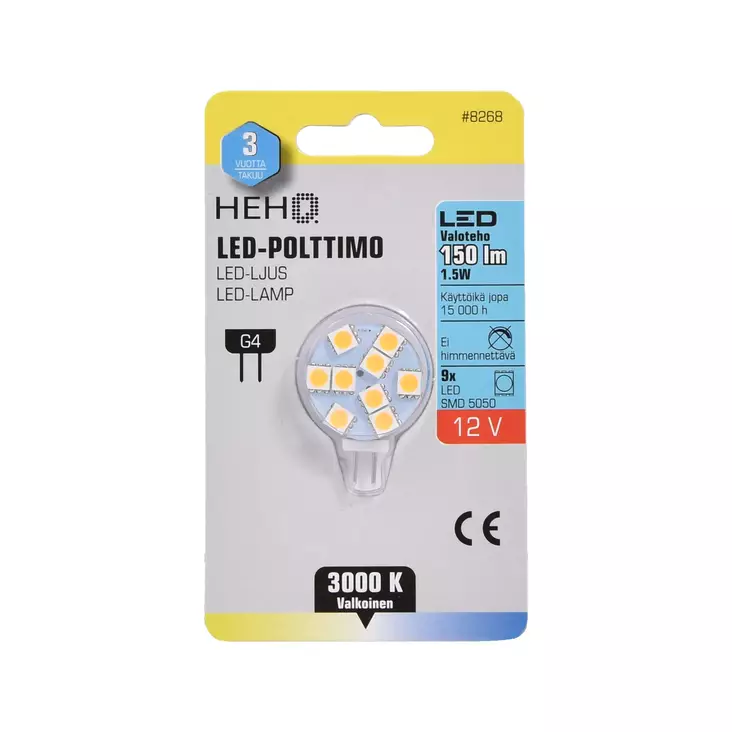 12 V LED-poltin G4 1.5 W pyöreä