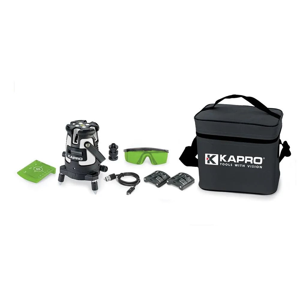 Ristilaser Kapro 875G vihreä 1V + 4P + LP pehmeä kotelo