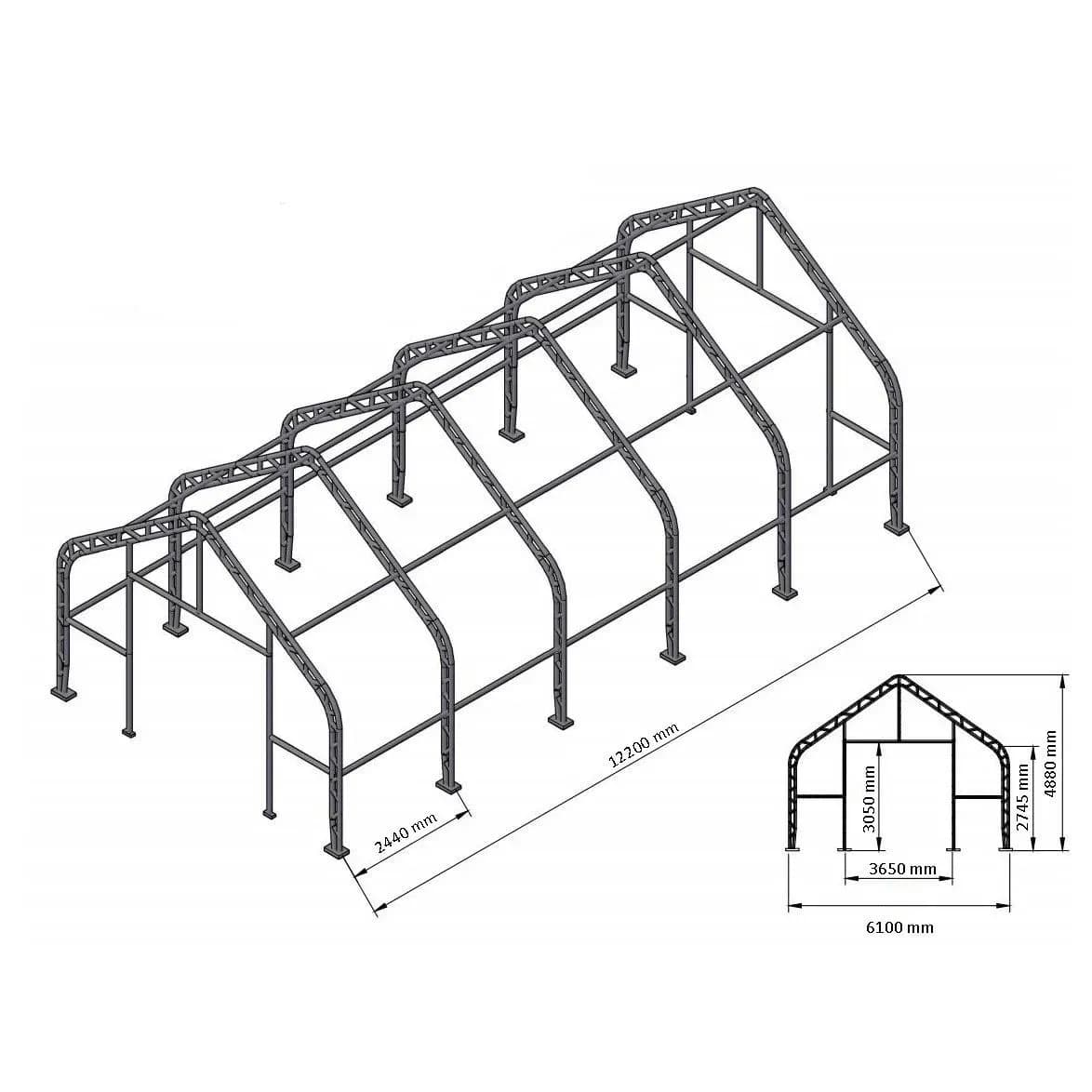 Ranch Premium 6,1 x 12,2 x 4,88 m 900g kalustohalli 4