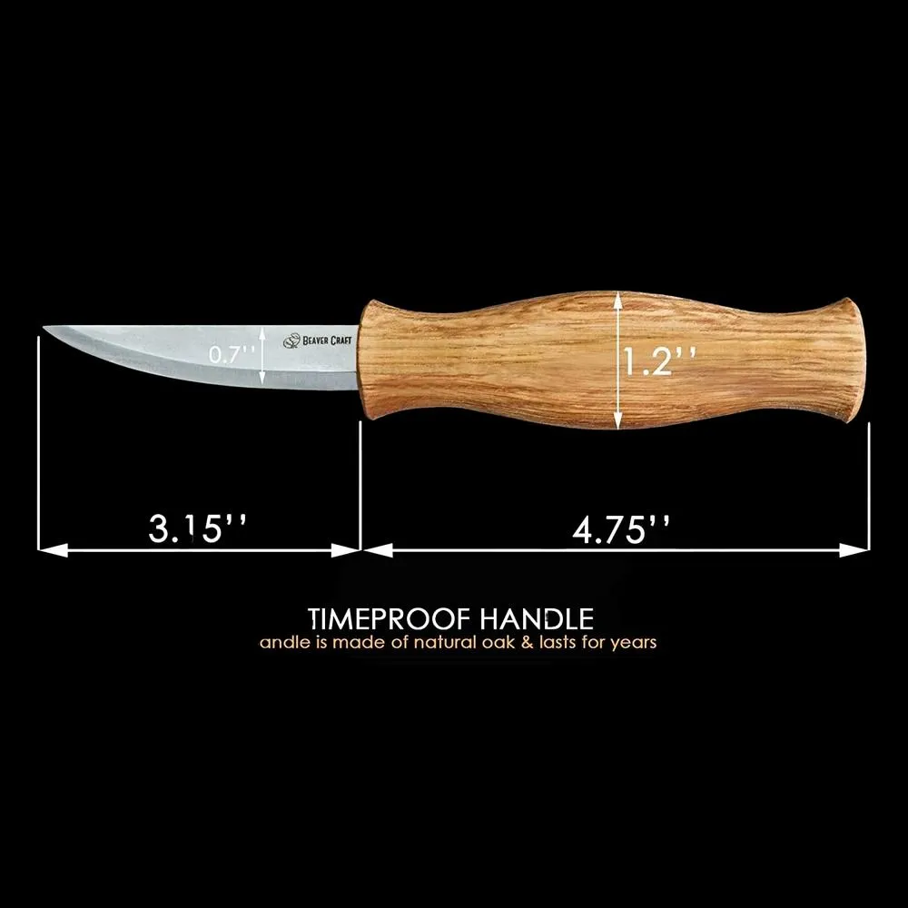 BeaverCraft Vuolupuukko 80 mm, tamminen muotoiltu kahva 3