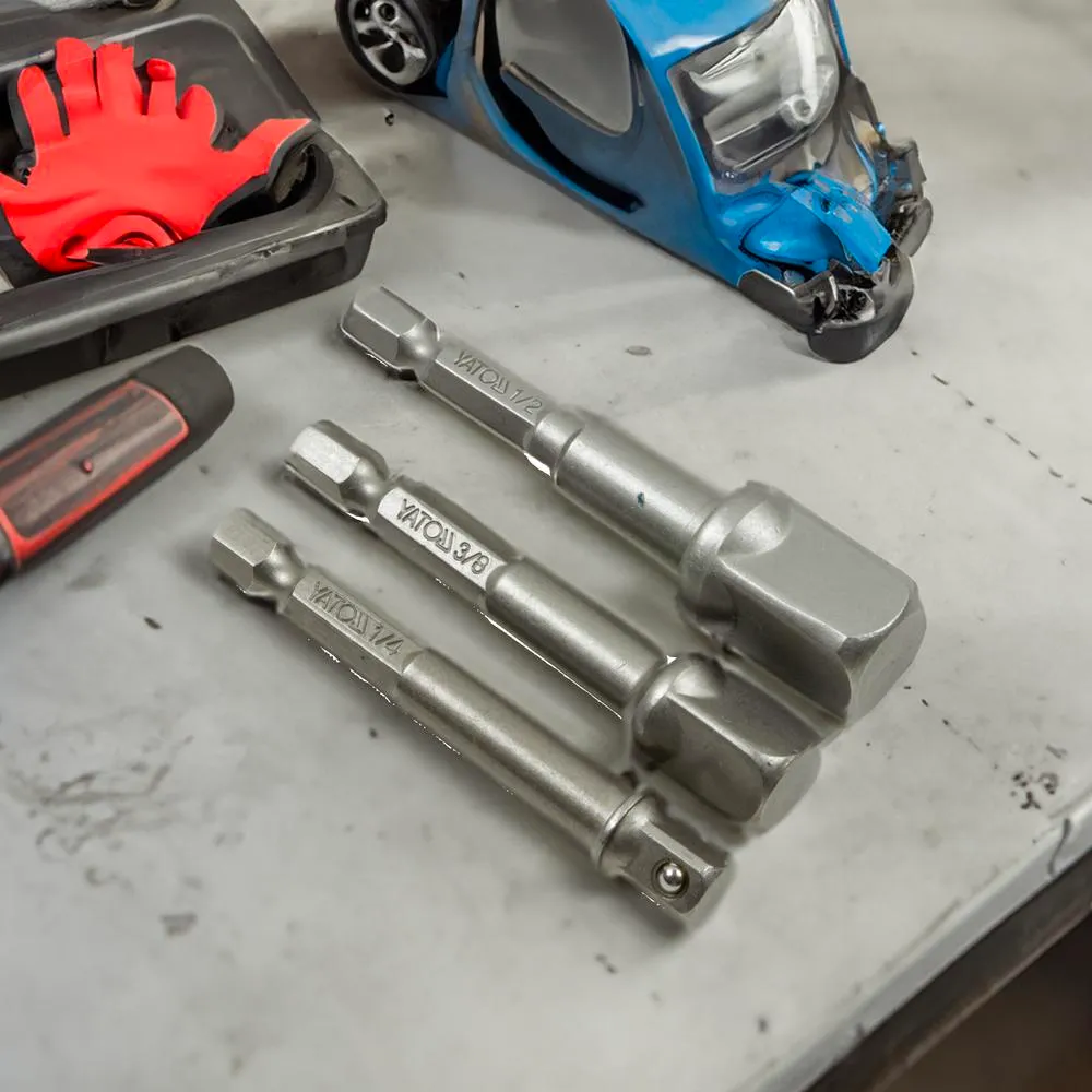 Yato Hylsyadapterisarja 3-osaa, 1/4", 3/8" ja 1/2" 75 mm 2