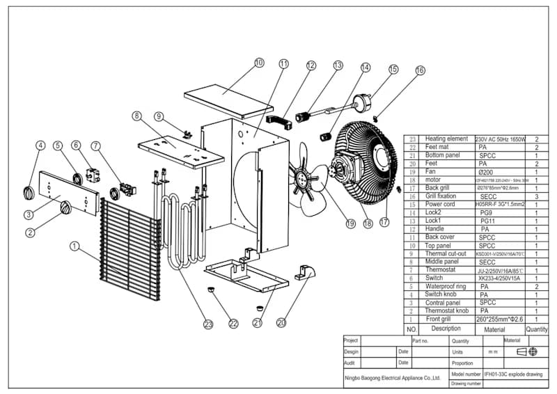 LÄMPÖPUHALLIN SIIRRETTÄVÄ OPAL OPLP33 3,3KW 355X310MM IPX4 2