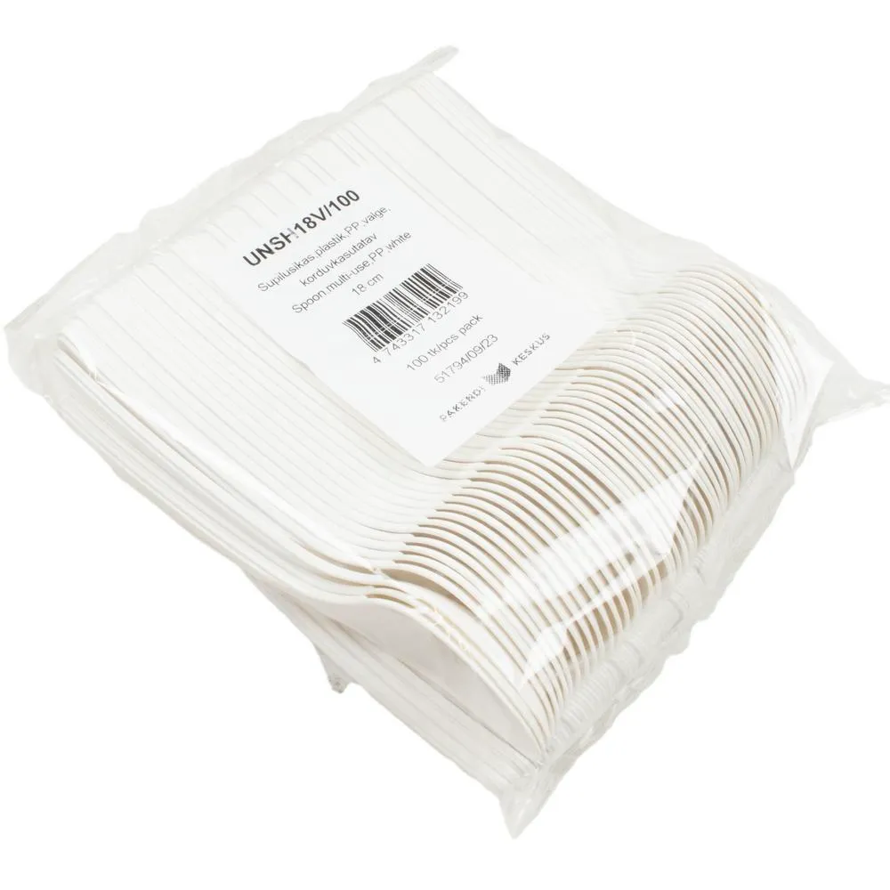 Ruokalusikka 18 cm valkoinen, 100 kpl