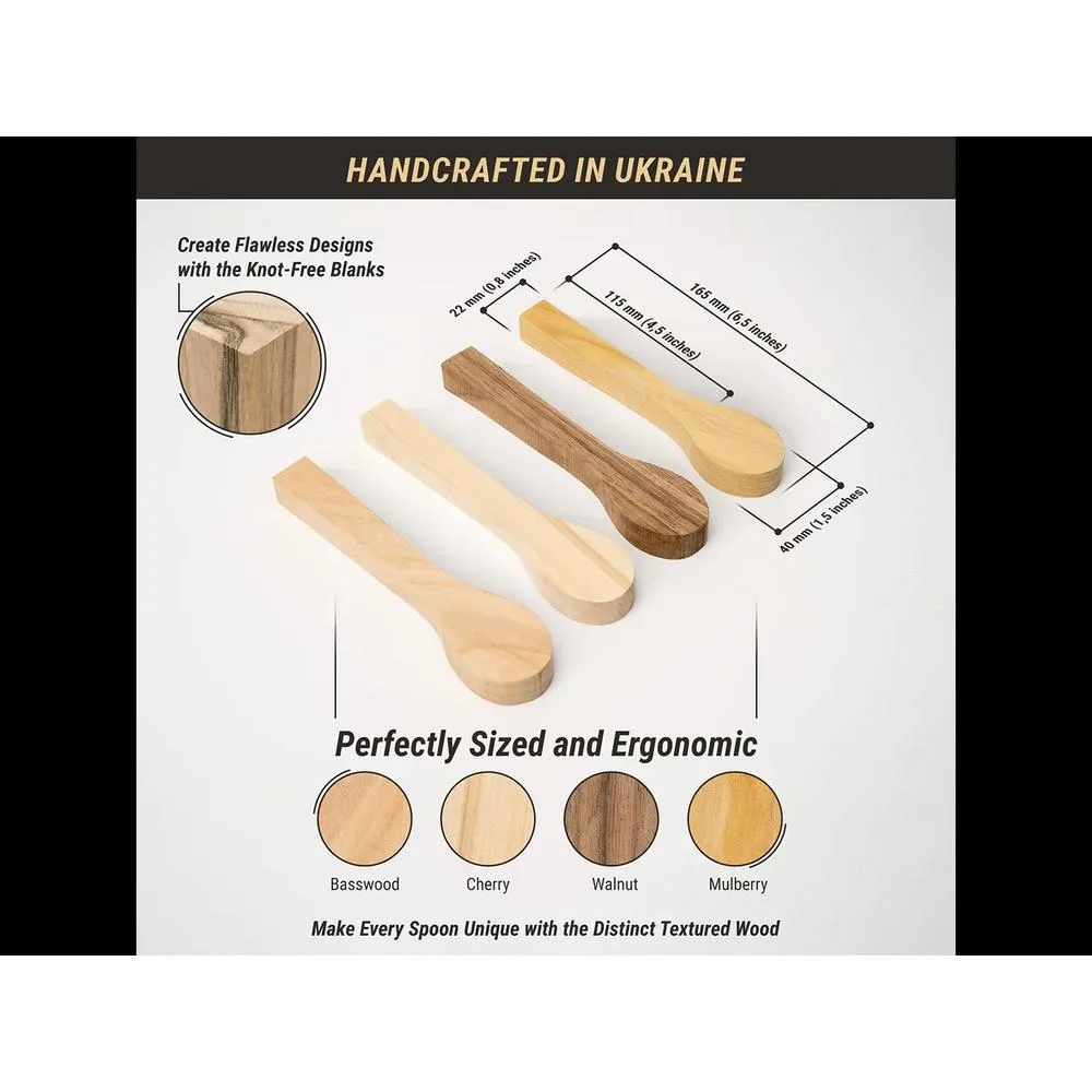 BeaverCraft Aihio-sarja lusikan kaivertamiseen 4 kpl 4