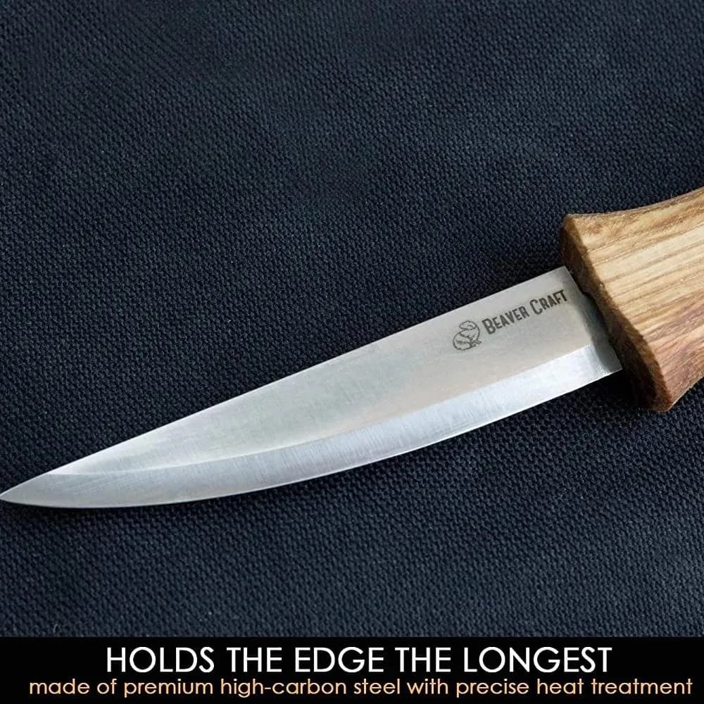 BeaverCraft Vuolupuukko 80 mm, tamminen muotoiltu kahva 5