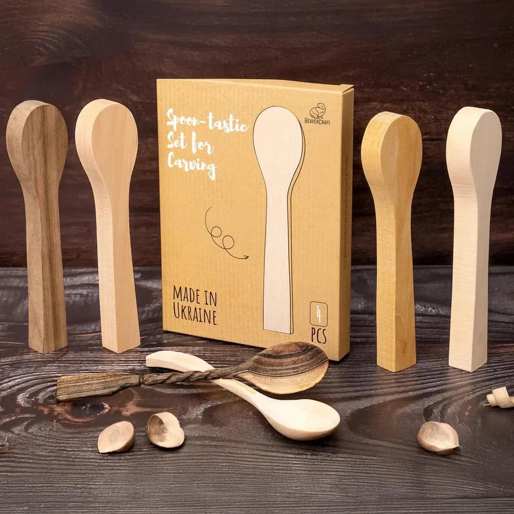 BeaverCraft Aihio-sarja lusikan kaivertamiseen 4 kpl 6