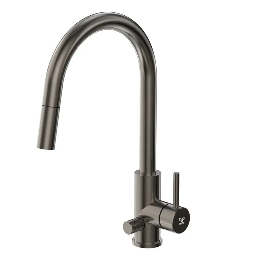 INOX by Tammiholma Q1 keittiöhana C-putkella, APK-liitännällä ja ulosvedettävällä suihkulla 4