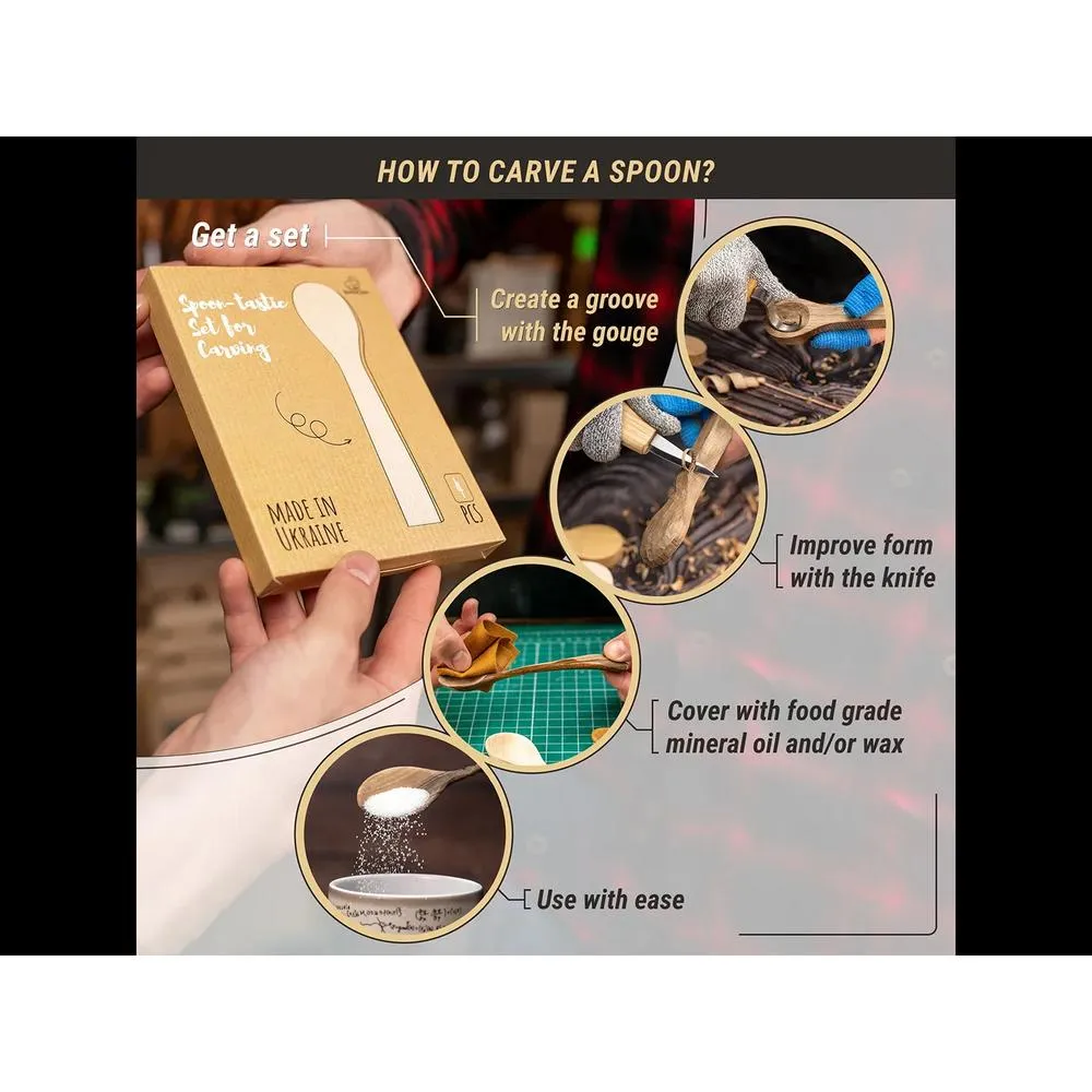 BeaverCraft Aihio-sarja lusikan kaivertamiseen 4 kpl 5