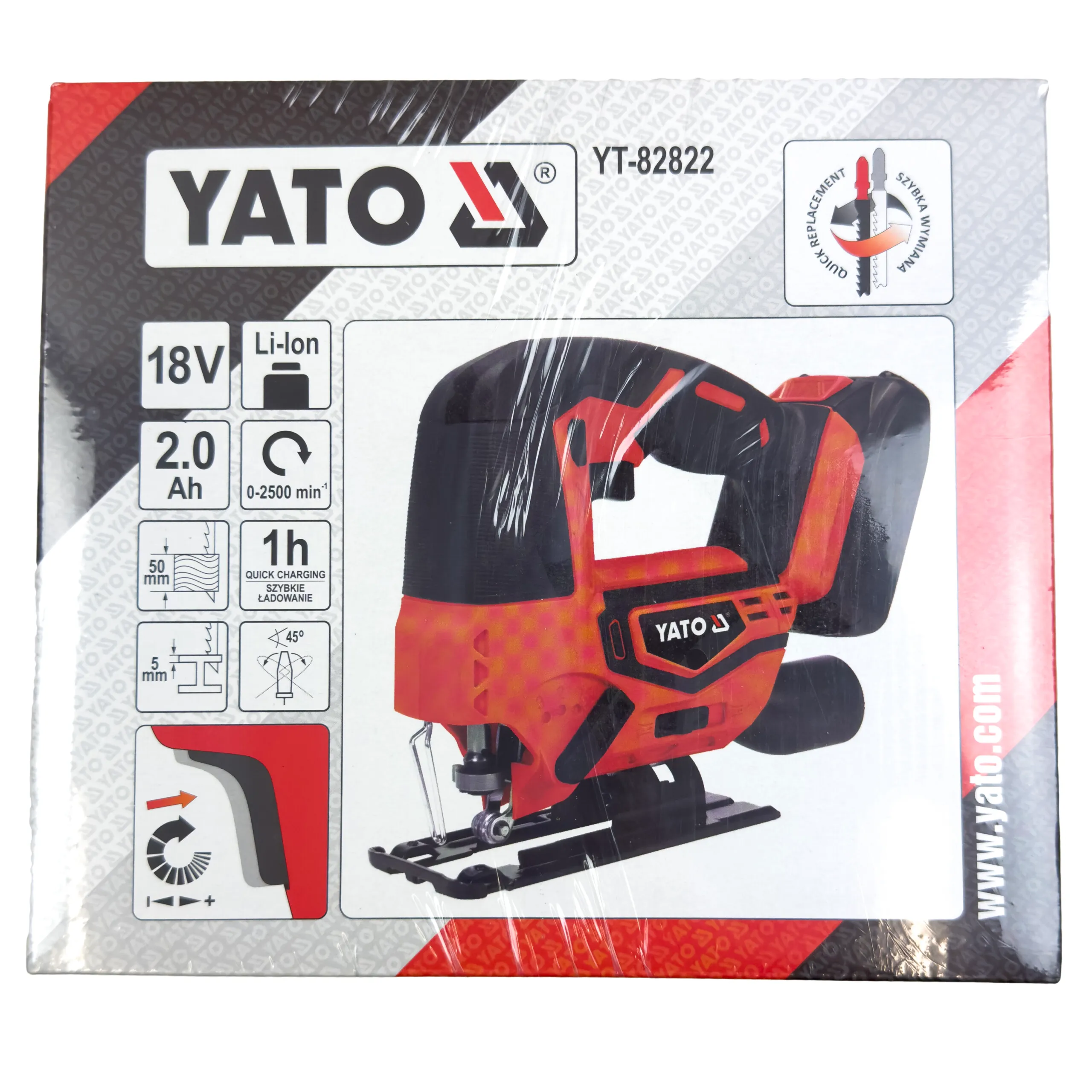 Yato Akkupistosaha 18V + 2 Ah akku ja laturi