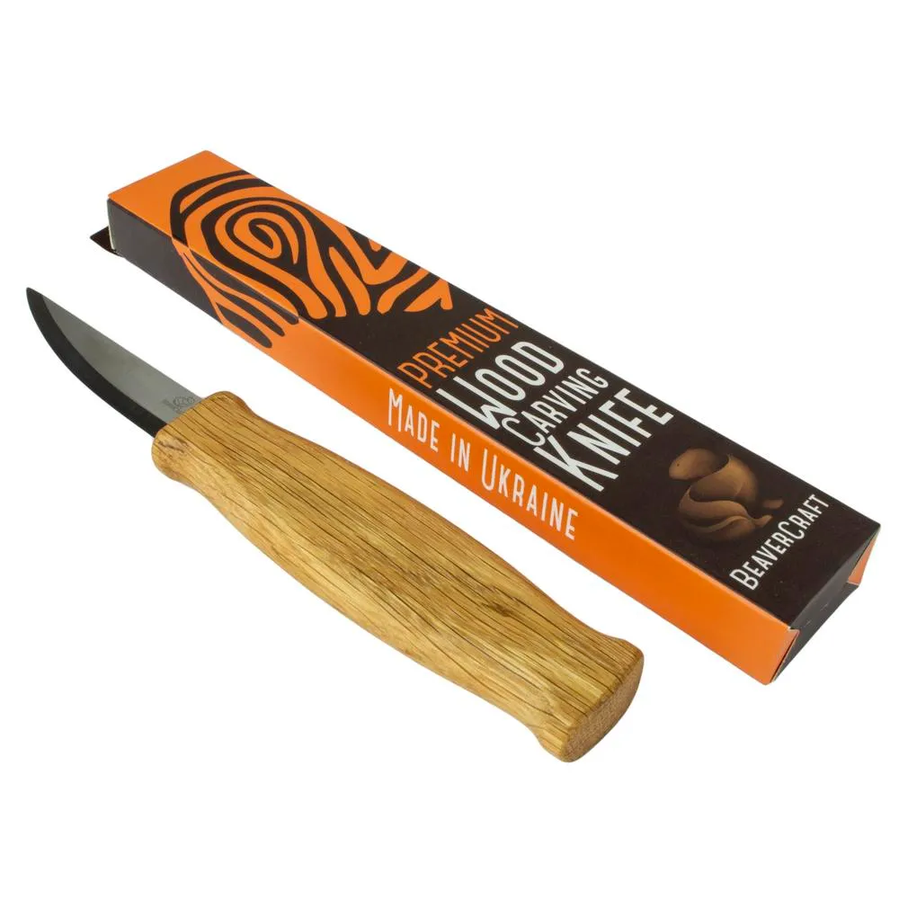 BeaverCraft Vuolupuukko 80 mm, tamminen muotoiltu kahva 1