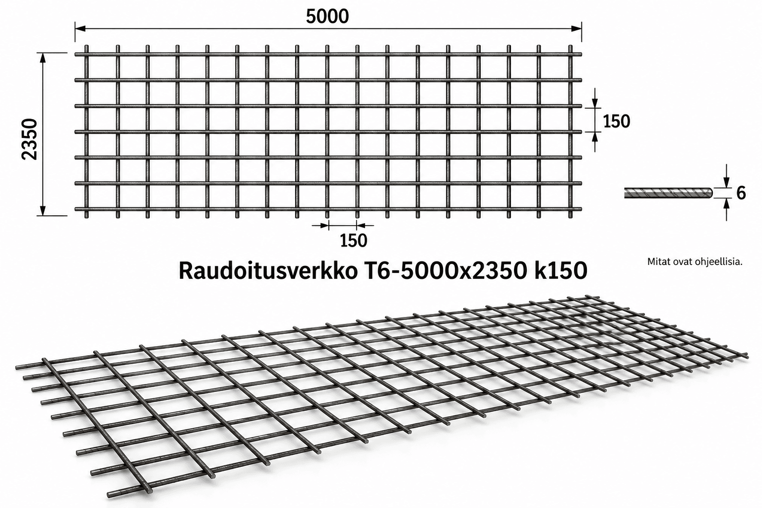 Raudoitusverkko T6-5000x2350 k150