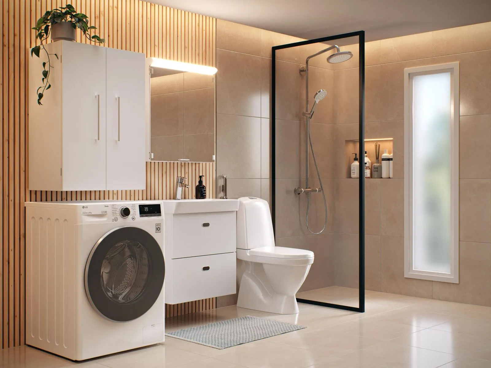 Polaria Duo 400 × 850 × 400 pyykkikaappi, valkoinen