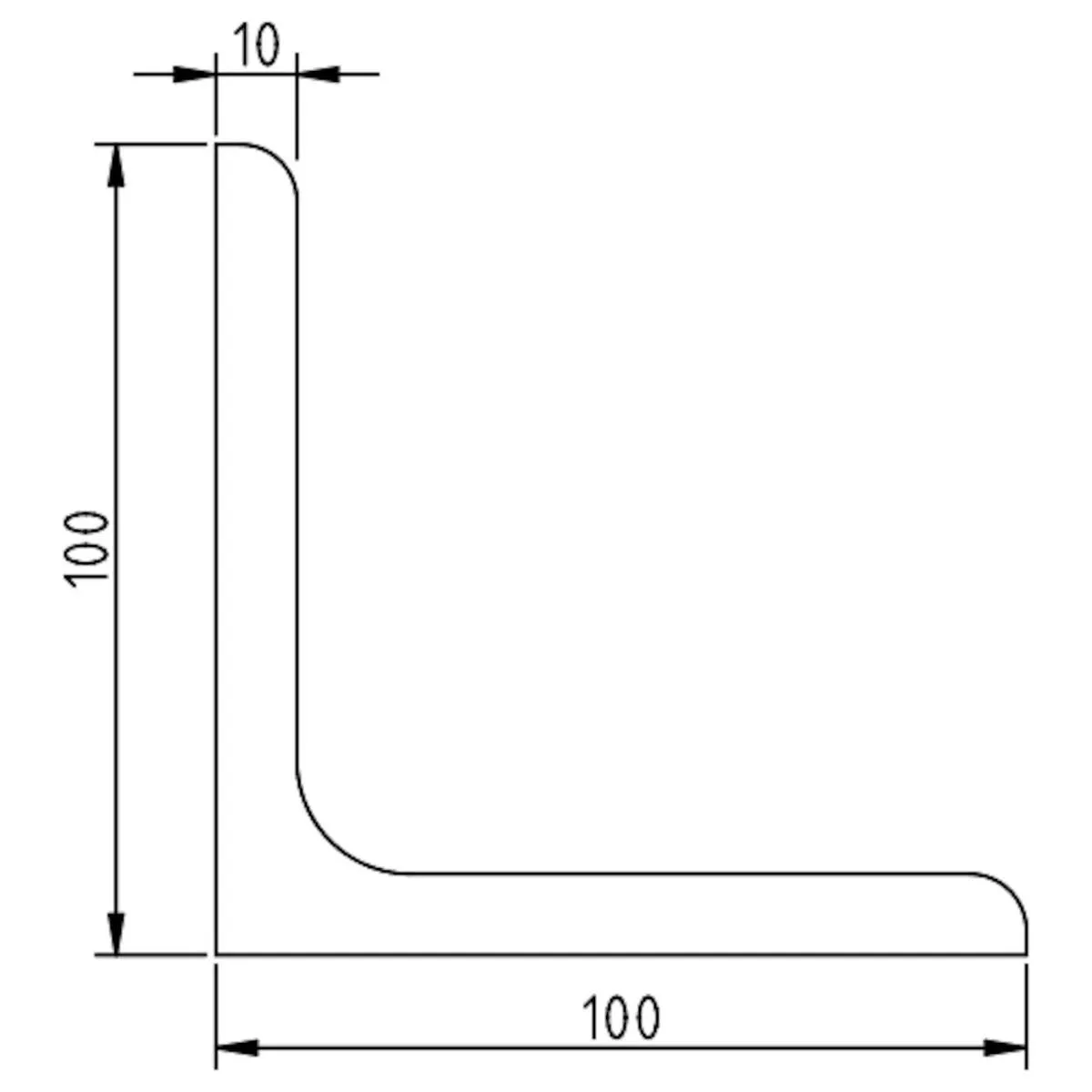 Kulmatanko S235JR 100 x 100 x 10 mm 6 m 1