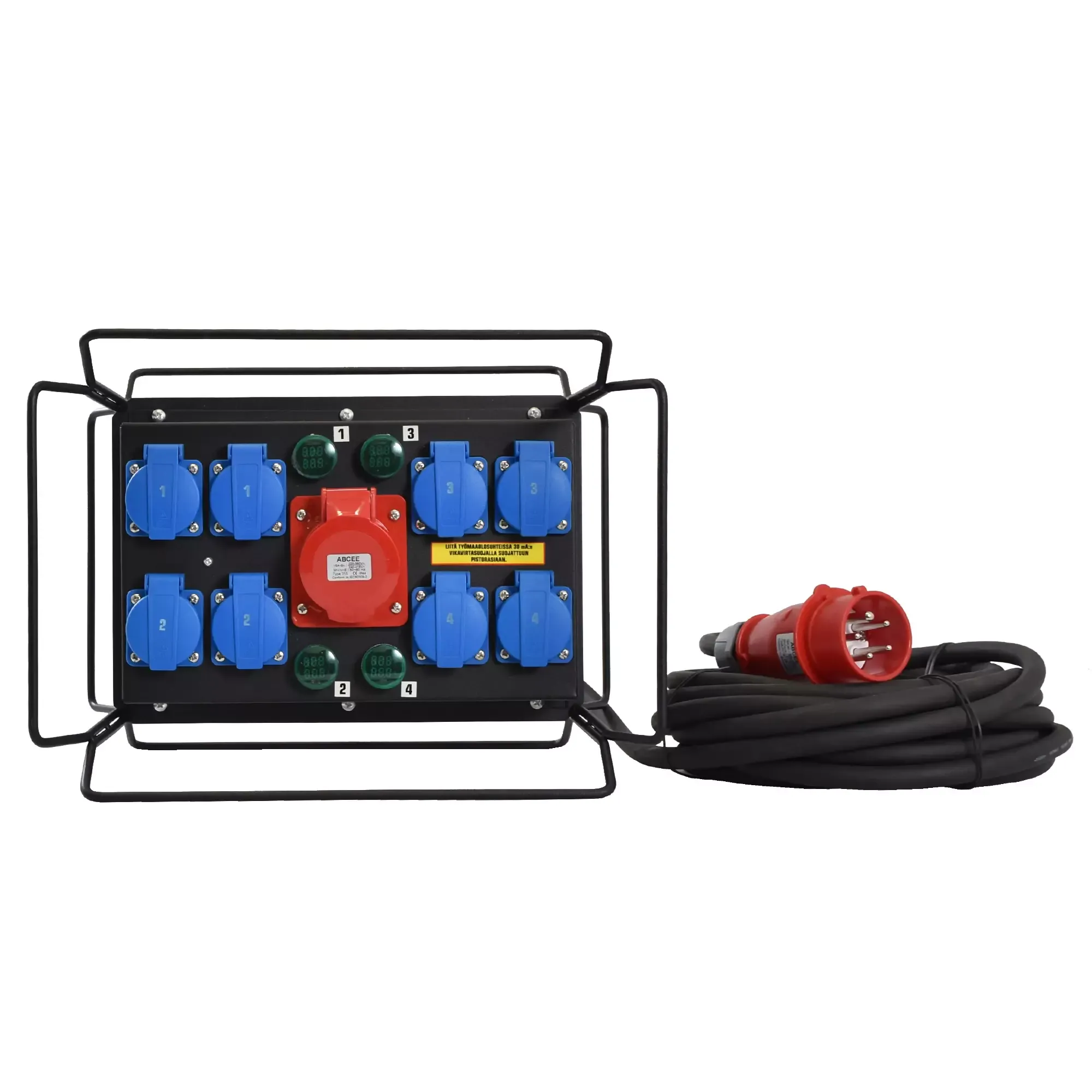 Työmaakeskus 16 A, 1 x 16 A, 8 x 230 V 1